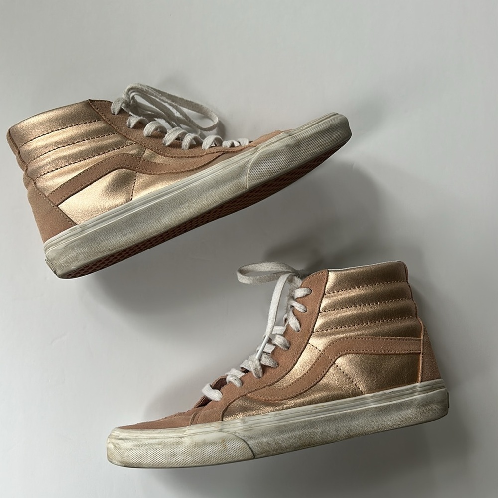 Vans Shoes Mens 8.5 Womens 10 Sk8-Hi Reissue Sneakers Rose Gold Lace Up Comfort